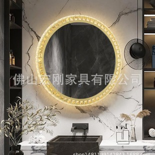 New barbershop mirror wall mirror with light crystal hair cutting and perm dyeing mirror hair salon dedicated single-sided hairdressing mirror
