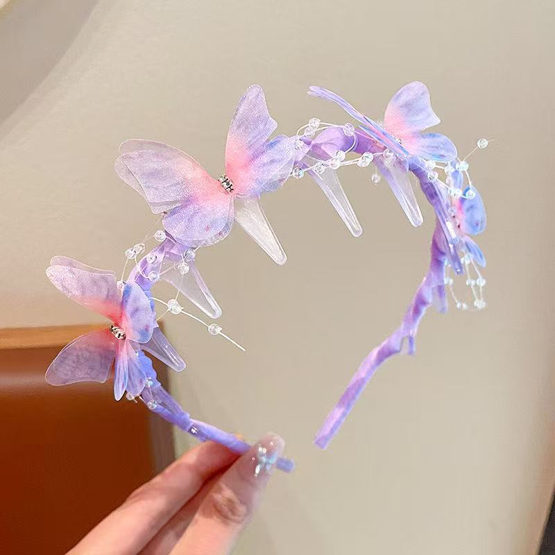 儿童蝴蝶结发箍碎发整理神器女孩宝宝带齿防滑头箍不伤发发捆头饰|undefined