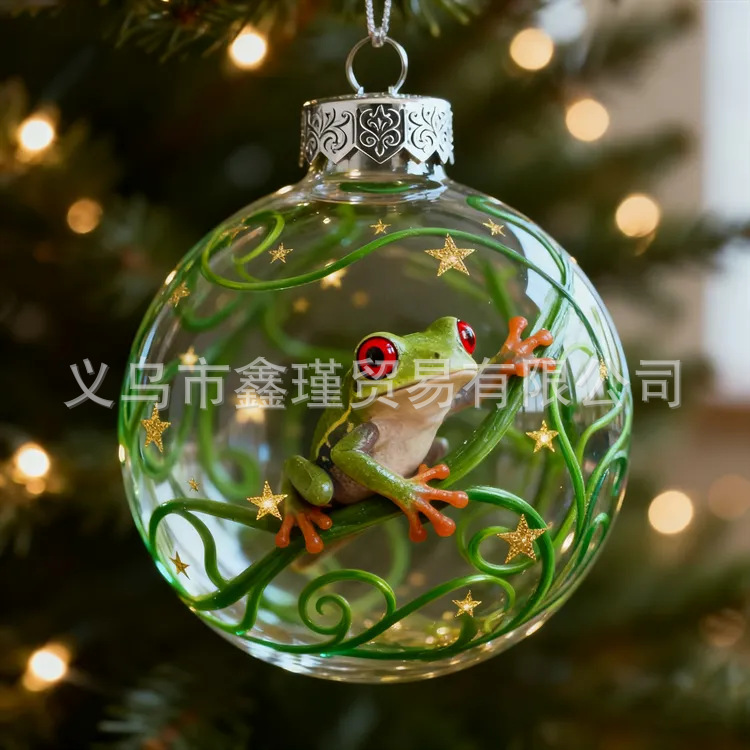 2026 transfronterizos nuevos adorables animales de Navidad 2D plano acrílico joyas colgantes de árbol de Navidad