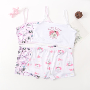 Girls' Bra suit Small Sling Underwear Vest Cotton Girls' Bra Children's Student Development Period 8-9 Years Old Foreign Trade