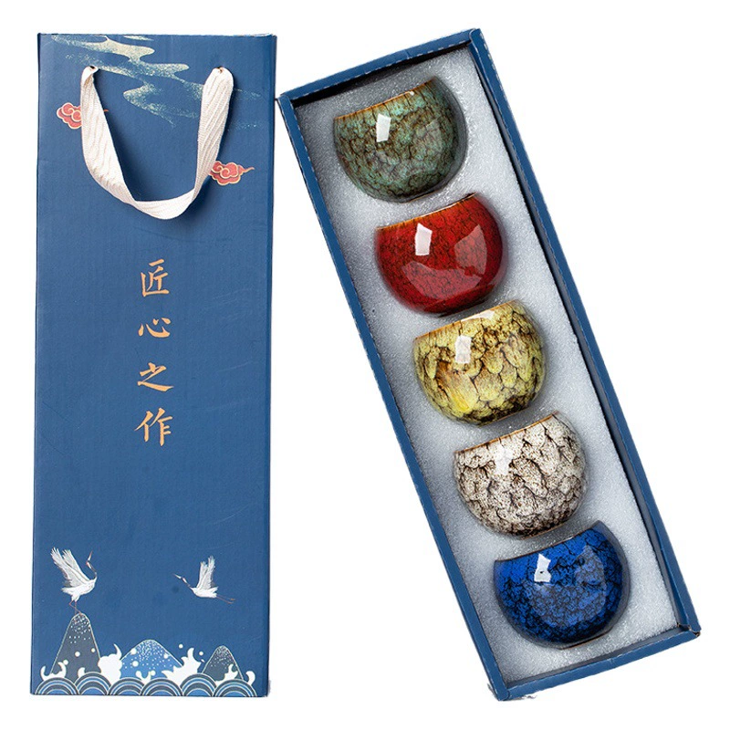 Керамическая печь превратилась в пять элементов, чашка для чая, мастер-чашка Tianmu, построенная чашка для чая, подарочная коробка, сувенирный набор, чайный сервиз по индивидуальному заказу