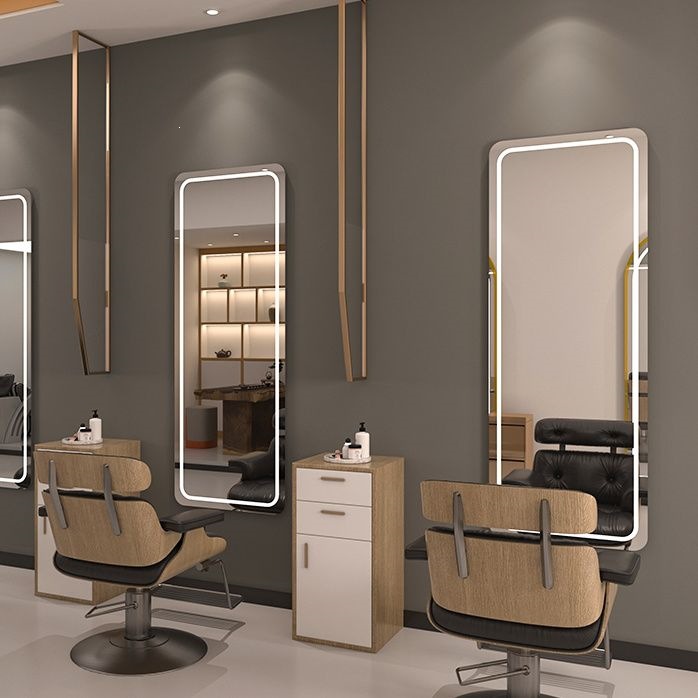 Espejo de peluquería simple, espejo especial para salón de peluquería, espejo de caída geográfica, mesa de peluquería red, lámpara de cinta roja luminosa unilateral, espejo inteligente de pared colgante image 10