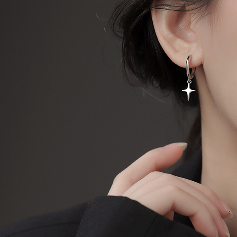 Star Cross Pendant Ear Ring Ear Buckle Female Niche Simple Cold Wind Earrings 2023 New Elegant Earrings