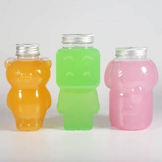 卡通动物造型饮料瓶 350ml500ml一次性网红奶茶果汁塑料瓶子批发