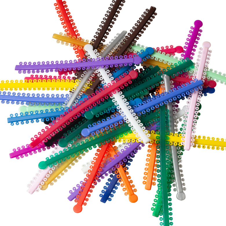 Anillos de ligadura ortodóntica transparentes largos para enseñanza dental transfronteriza, anillos de ligadura dentales de colores, 20 piezas/bolsa