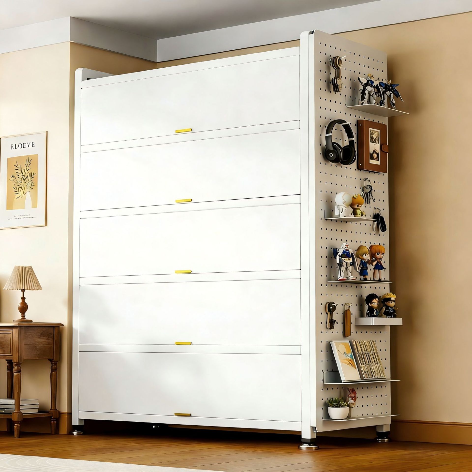 armario de acero dormitorio librería sala de estar balcón polvo multicapa con puerta armario armario de almacenamiento casero armario de hierro