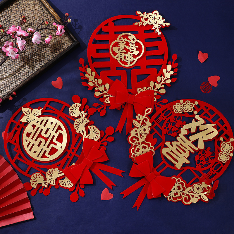 Pegatinas de Boda boda especial diseño de la habitación de la boda puerta nueva decoración de la casa pegatinas de puerta traje de dormitorio de las mujeres