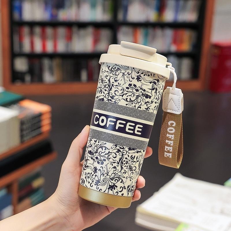 铃兰花高颜值不锈钢保温杯霸王茶姬同款带提绳吸管家用便携咖啡杯|undefined