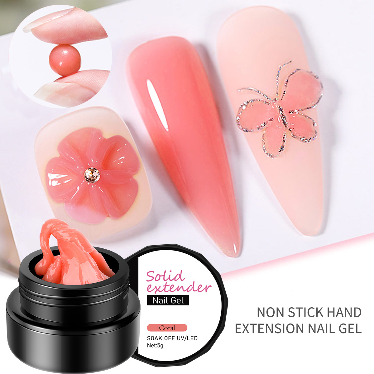 Pegamento de extensión de Arte de uñas enlatado sólido tallado que forma soporte sin papel antiadherente mano extensión rápida parche de uñas