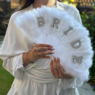 New bridal pearl english letter bride folding fan travel performance fan bridal wedding party decoration gift