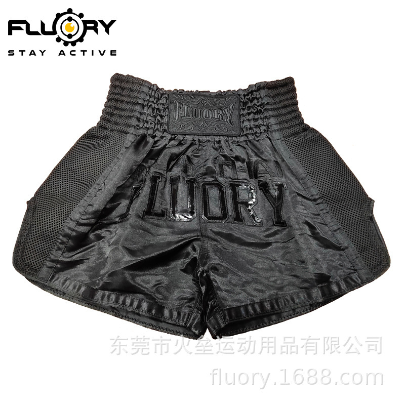 FLUORY Fire Base Muay Thai Shorts Children's Fighting Mergers Adult Sanda Training Boxing Muay Thai Shorts