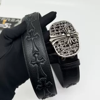 克罗CH针扣皮带男滚轮镂空十字架常春墓葬女士腰带明星同款复古