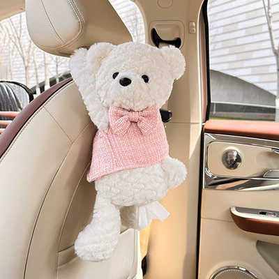 Car Tissue Box Cute Bear Car tissue box/set - nika-bear-tissue-box-pink