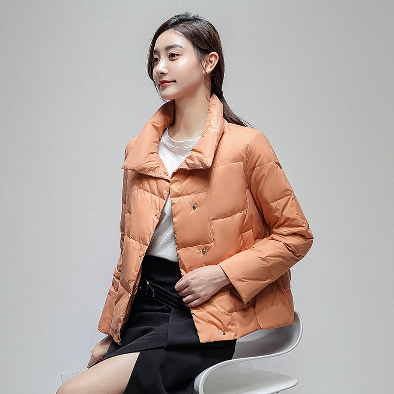 Down Jacket Ladies White Duck down Women's Lapel down Jacket Fashion Loose Temperament Women's Short Popular Warm Jacket