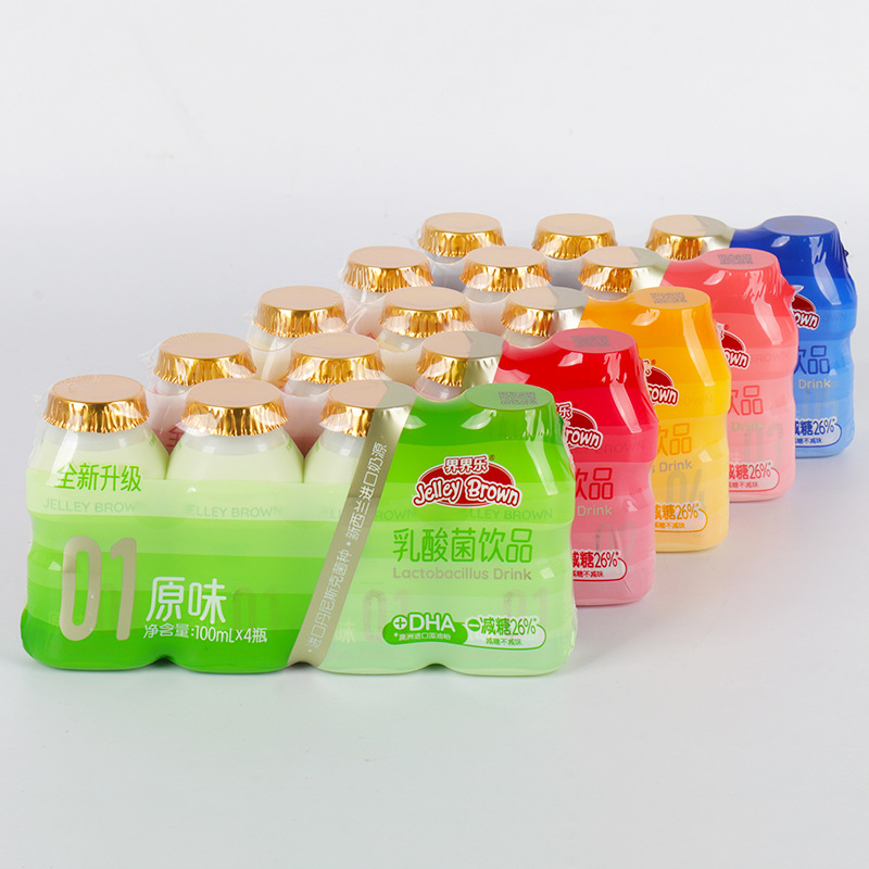 Jiejiele Lactic Acid Bacteria Beverage for Children, Milk Yogurt Drink, Strawberry Original Flavor, Classic Upgrade 100ml*40 Bottles per Case