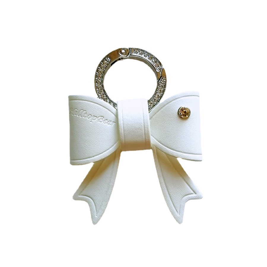 Nuevo arco diamante coche llavero moda exquisito anillo de cuero atmosférica accesorios clave pequeño regalo para las mujeres