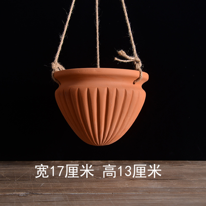 Creativo colgante cesta olla suculenta colgante de pared maceta colgante orquídea cerámica roja colgante olla verde rábano colgante cesta decoración de la pared