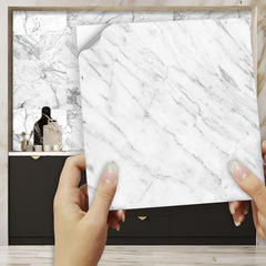 16片裝仿真大理石瓷磚貼客廳廚房浴室樓梯裝飾自粘可移除表面亮膜