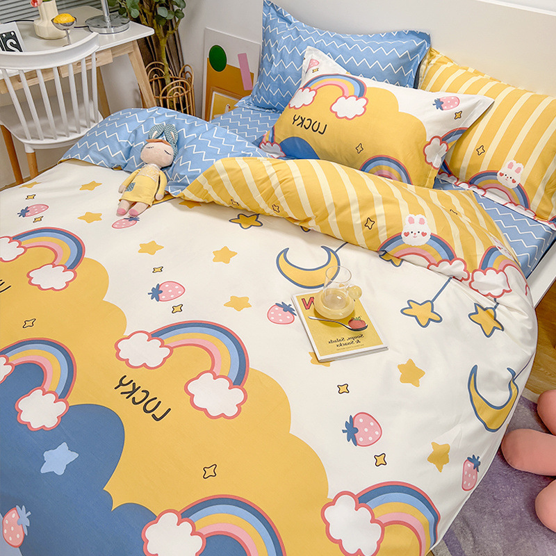 2025 ropa de cama de cuatro piezas de algodón de nuevo estilo ropa de cama de algodón funda de edredón ropa de cama de tres piezas de una sola cama doble