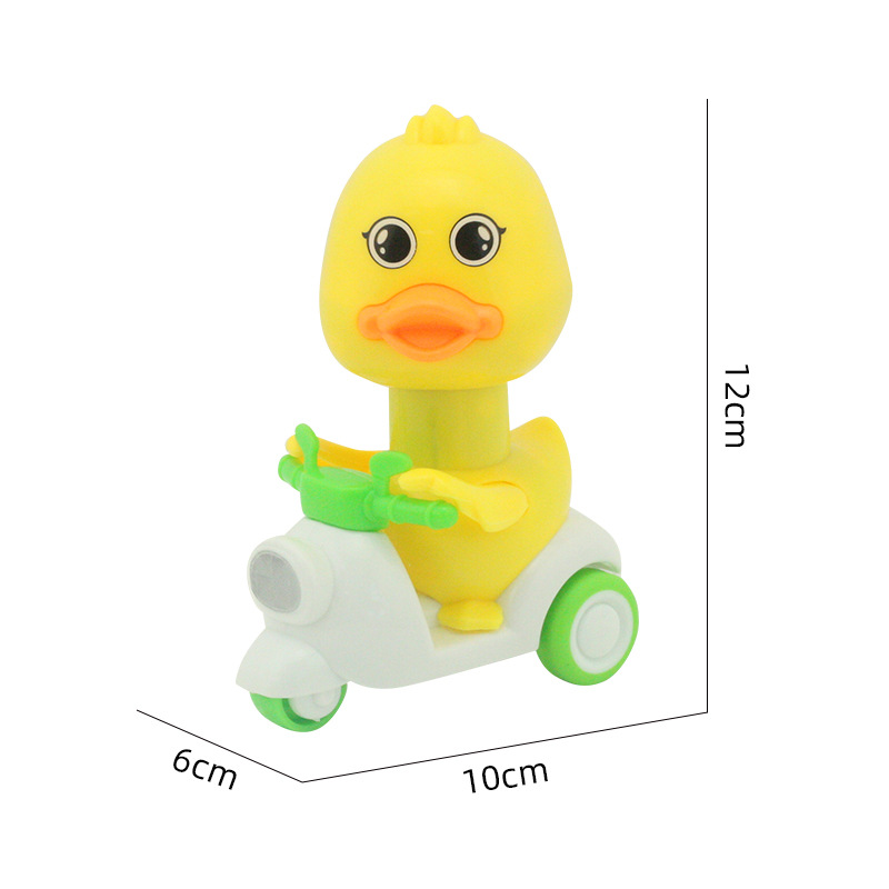 Presione el pequeño pato amarillo Tire hacia atrás coche motocicleta inercia coche de juguete para niños dibujos animados Niños y niñas lindo pato coche de juguete al por mayor