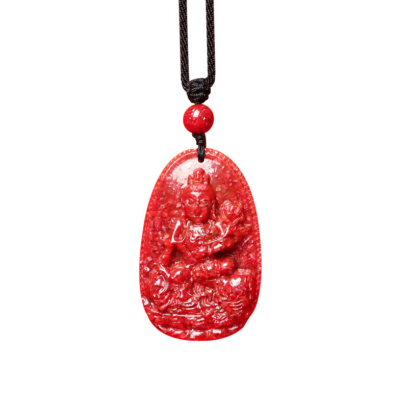 CRYSTAL CINNABAR SINGLE BODHISATTVA GOD BUDDHA 펜던트 ZODIAC BENMINGFO PEACE FIDELITY CINNABAR 펜던트