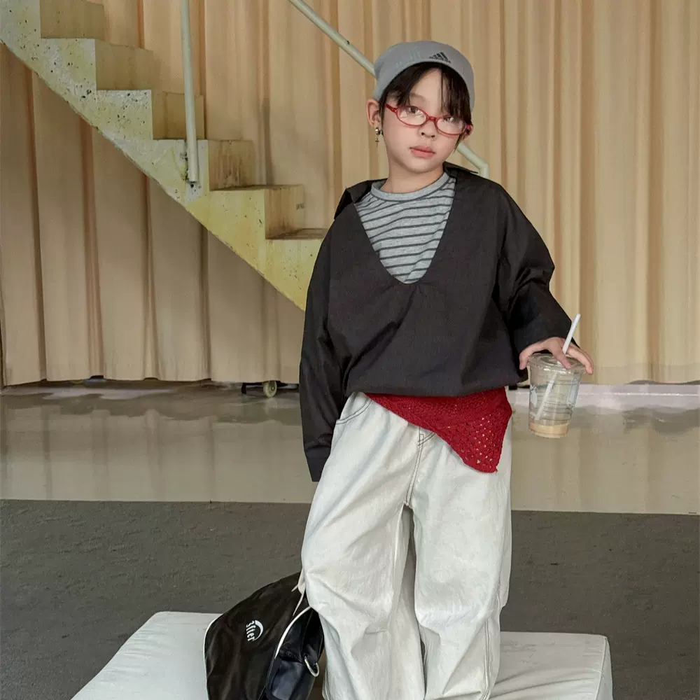酪与喵童装男童上衣2025秋季新款韩版假两件长袖衬衫男童百搭上衣