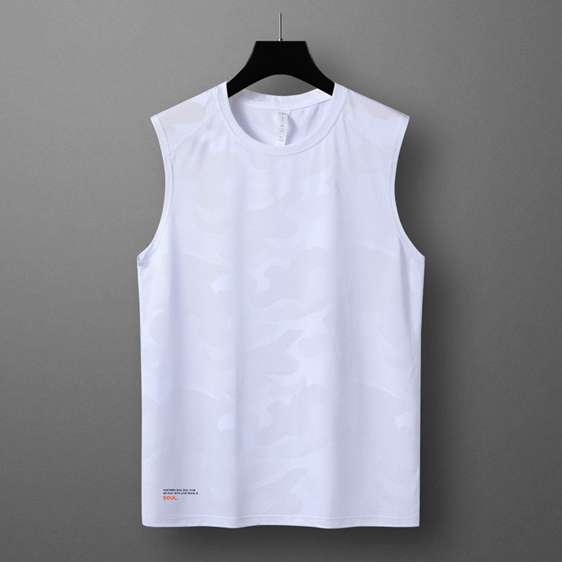 Жилет в прямом эфире второй открытый ледяной шелк мужская футболка без рукавов Летний тонкий спортивный фитнес досуг ледяной шелковый жилет