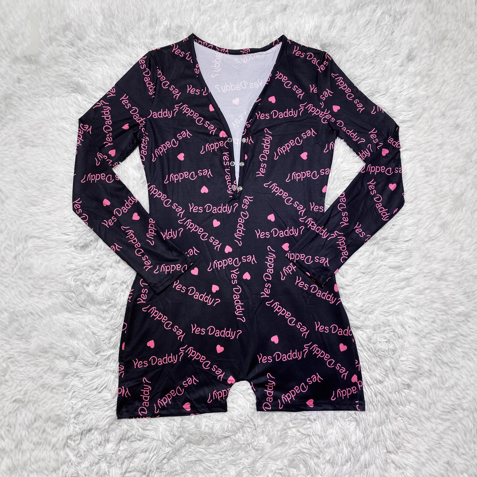 D9449 Amazon Hot Cross-border European and American Women's Casual Pattern Printed Long Sleeve Shorts Home Jumpsuit