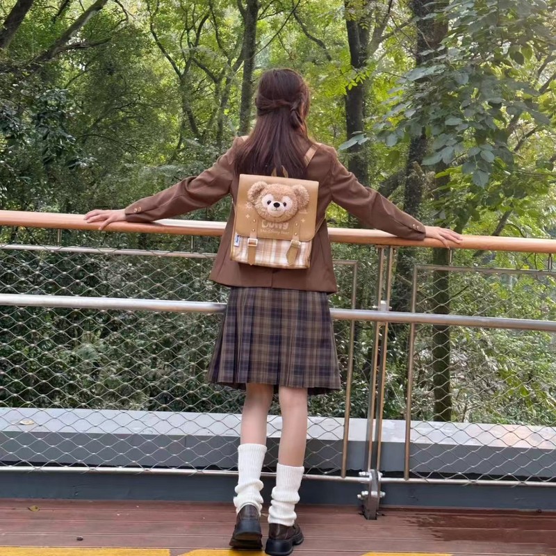 可爱达菲熊双肩包毛绒可爱ins大容量卡通大容量百搭女大学生女包|undefined