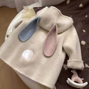 Girls' Korean Style Woolen Sweater Jacket Autumn and Winter New Style Little Girl's Fashionable Princess Cotton Outwear Cross-Border Fashionable Outer Clothing