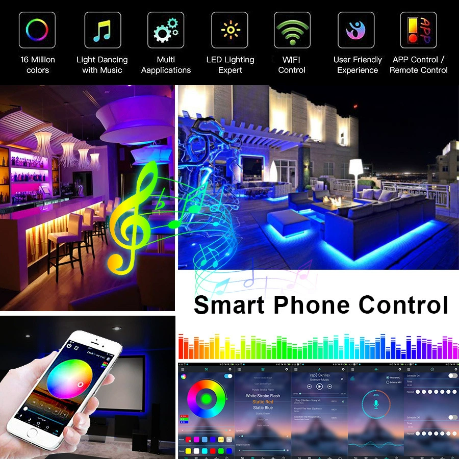 Набор LED ленты 5050RGB 12V умная 24 клавиши WiFi музыка световая полоса 18 светов 30 светов красочное декоративное атмосферное освещение
