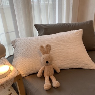 Scandinavian Bf Style Simple Washed Cotton Pillowcases, a Pair of Pillowcases, Single Small Bubble Label Pillowcases