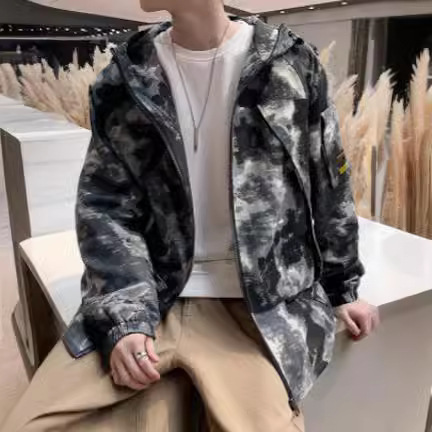 2026 Spring and Autumn American Casual Tie-Dye Camouflage Hooded Jacket Plus Size Jacket Sweatshirt Men's Workwear Coat 2026 Spring and Autumn American Casual Tie-Dye Camouflage Hooded Jacket Plus Size Jacket Sweatshirt Men's Workwear Coat