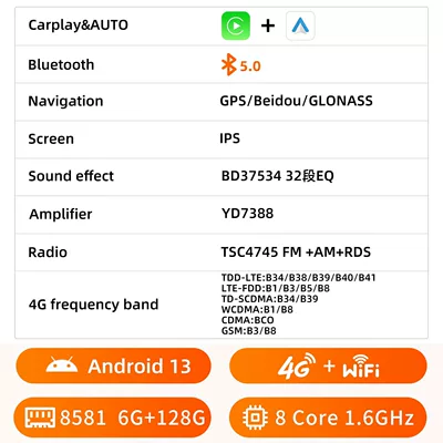 Navigation Reversing Image Radio, DVD Navigation - 8581-motherboard-android-13-6g128g-4g-simwifi-8-core-16ghz-7inch