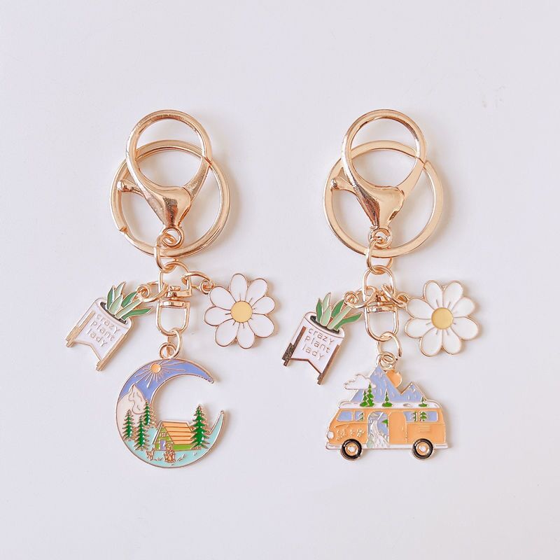 45g Weight Bag Pendant, Keychain Classification 1 Piece Quantity Pastoral Moon Flower Alloy Women's Bag Pendant Keychain