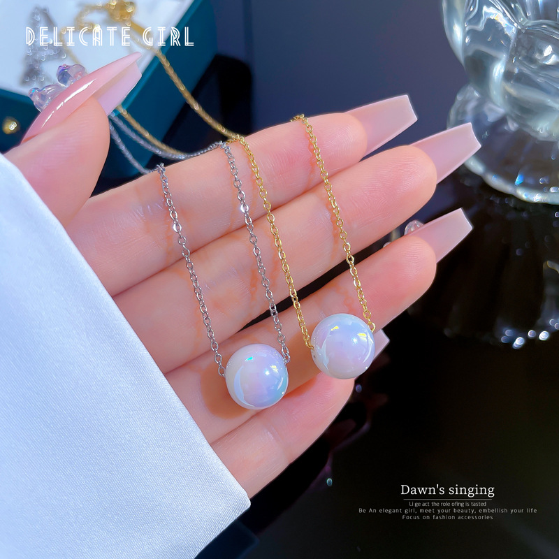 Fashion Round Stainless Steel Pearl Plating Necklace Colorza_colorza_5