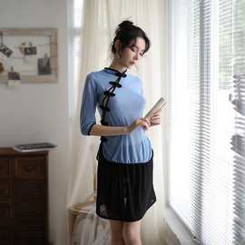 情趣内衣性感民国学生装旗袍制服cos透明睡衣女纯欲变装角色扮演