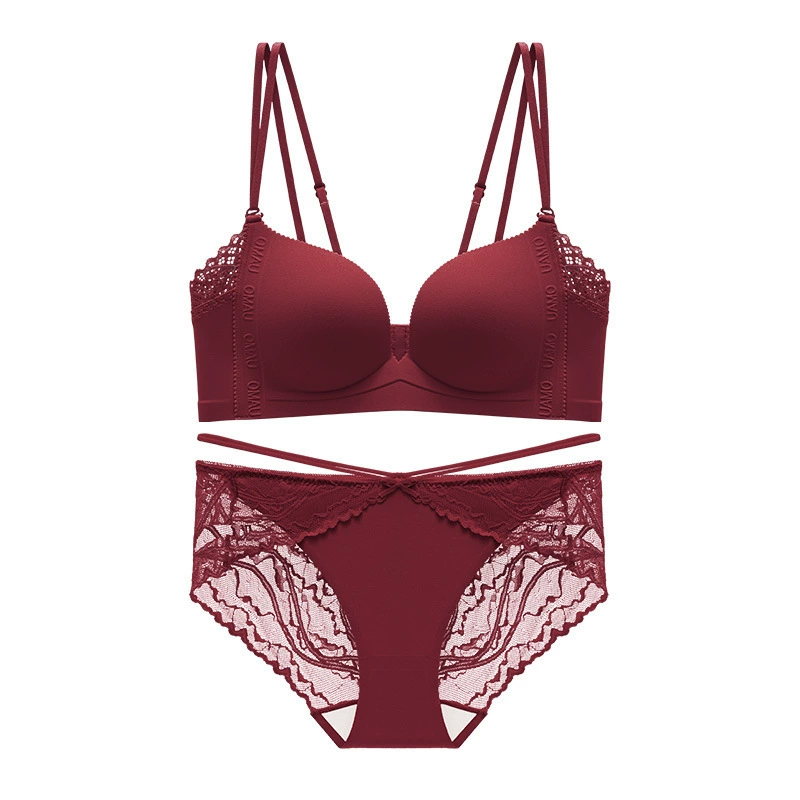 Glossy underwear, supporting set, sexy wireless bra