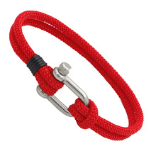 新款跨境 不锈钢U型运动扣马克龙色米兰绳户外求生马蹄扣手链