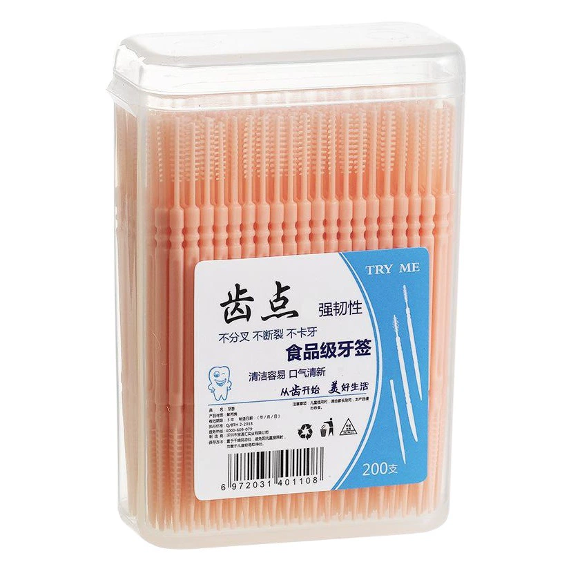 Производитель, оптовая продажа, щетка для зубочисток 200, пластиковые зубочистки в штучной упаковке, одноразовая бытовая объемная межзубная щетка, линия зубочисток