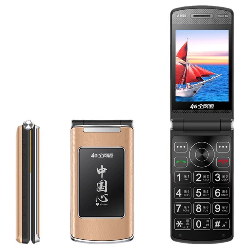 Folding mobile phone for elderly, 3 inch, support function for all network communication standards, 4G, 5G