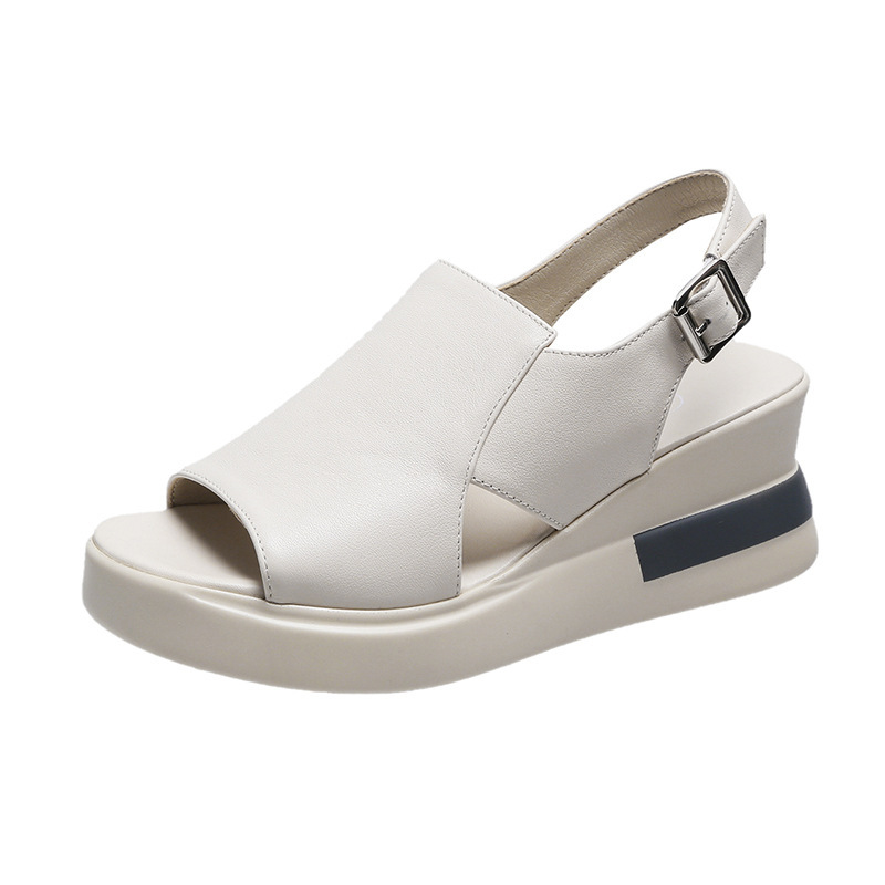 Sandalias de cuña de plataforma de mujer 2022 nuevo verano tacón alto peep toe estilo coreano sandalias casual deportes sandalias de playa