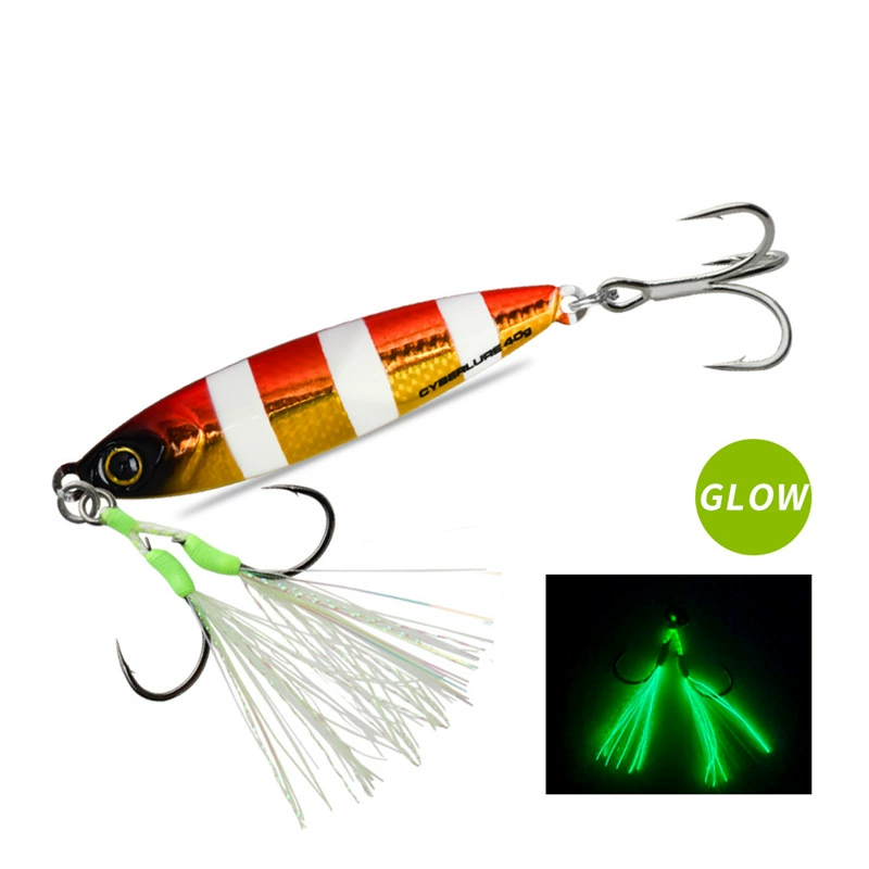 CYBERLURE Tungsten Steel Iron Plate Mackerel Luya Bait Qingdao Sea Fishing Boat Fishing Shore Throwing Mackerel Luminous Iron Plate Bait 112