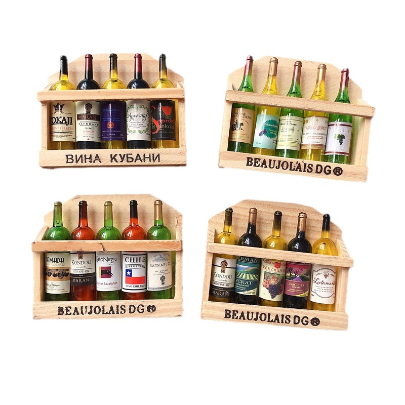 Mini comida y juego decoración refrigerador pegatinas accesorios para el hogar botella de vino gabinete de madera cesta de dibujos animados fruta pegatinas magnéticas nota Mensaje de papel