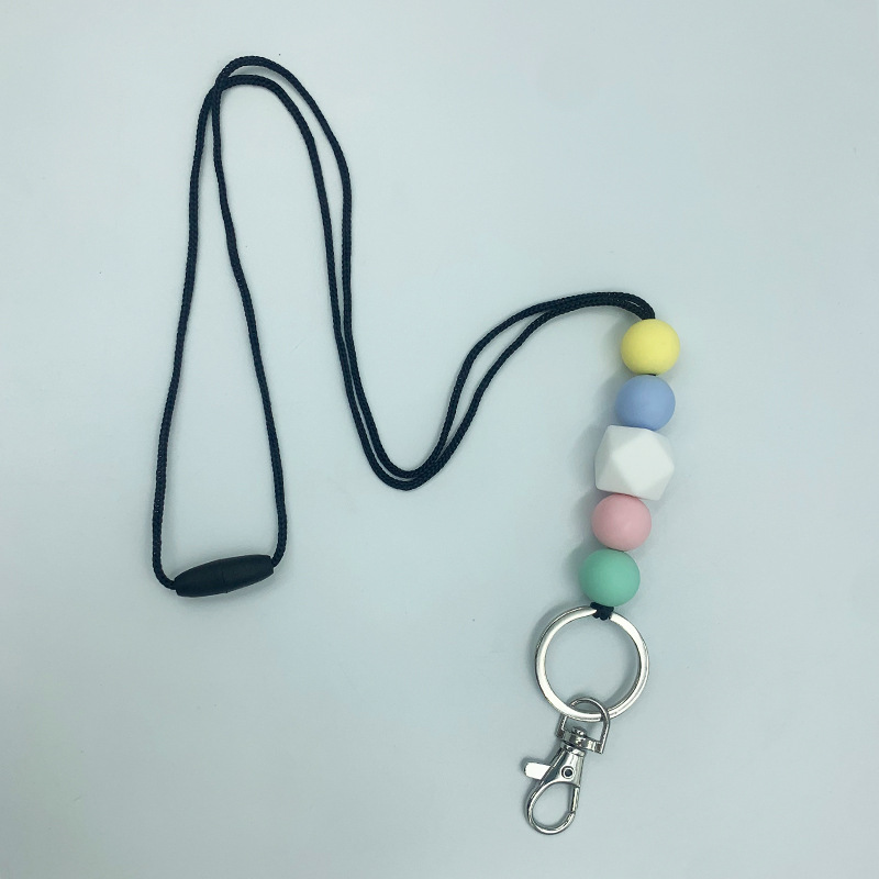 Amazon nuevo collar de insignia versátil maestro enfermera ID de estudiante Cordón de identificación de silicona con cuentas cordón llavero