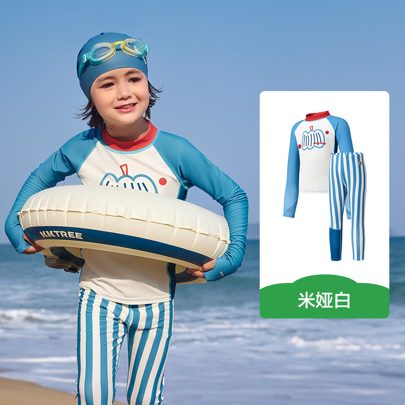 KK Tree 2024 nuevos trajes de baño para niños, niños y niñas, trajes de natación para bebés divididos, una pieza, hilo original, protector solar, antibacteriano
