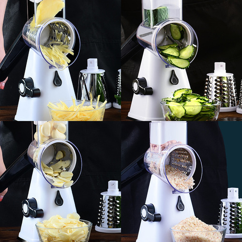 Household multifunctional drum vegetable cutter, potato grating slicer, kitchen shredding grater, hand-cranked vegetable cutter