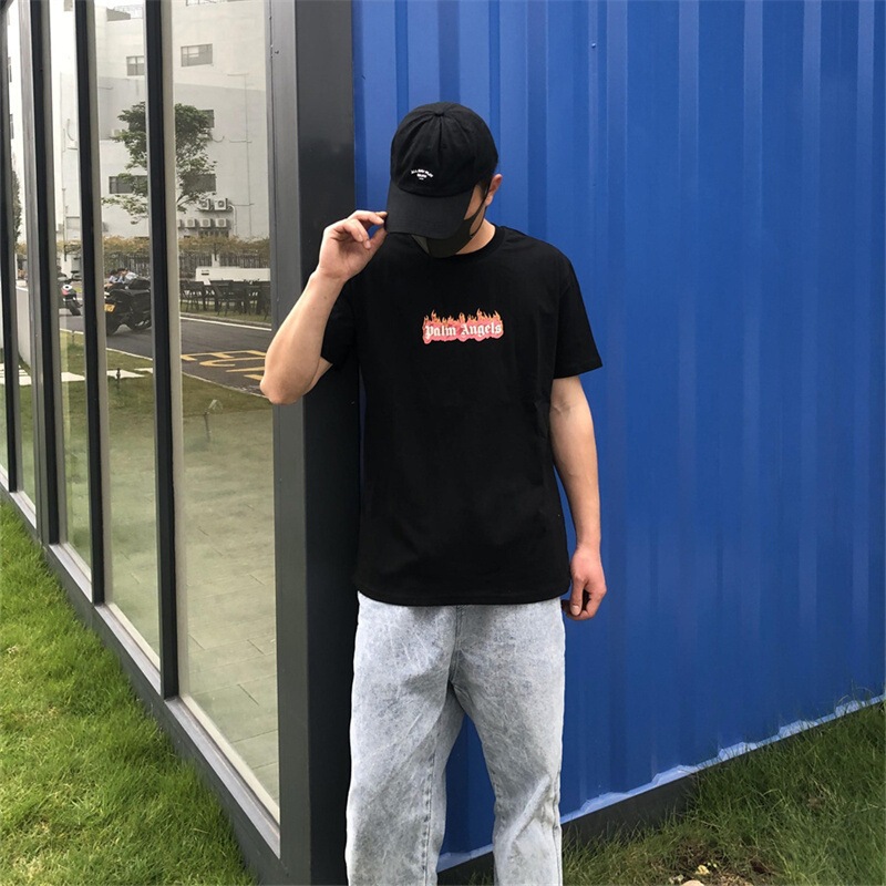 Palm Angels 2024 Summer New Style Short-Sleeved Loose T-Shirt with Letter Print on the Chest for Men and Women