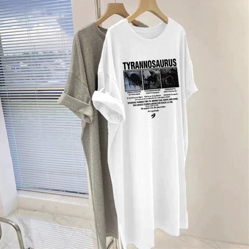 2025 New Cotton Short-sleeved T-shirt dress Women's Fashion Korean Loose Casual plus size Long Skirt 2025 New Cotton Short-sleeved T-shirt dress Women's Fashion Korean Loose Casual plus size Long Skirt