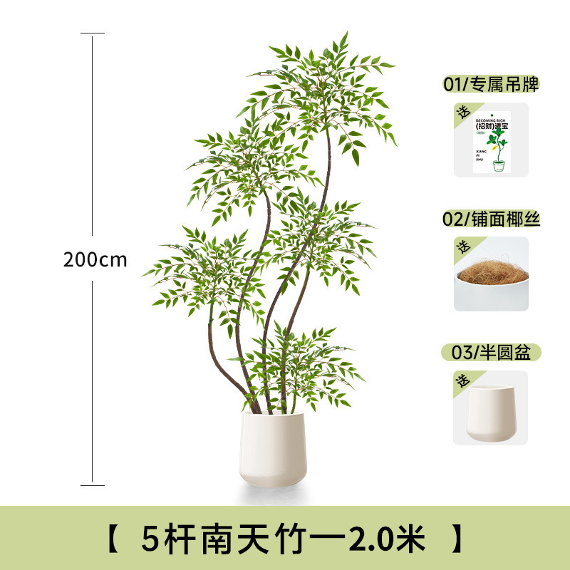假绿植装饰仿真南天竹室内盆栽大型落地摆件客厅轻奢仿生植物造景|undefined